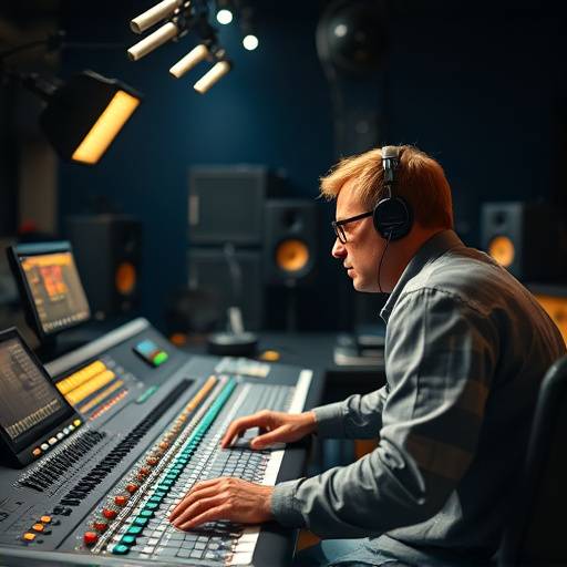 Engineer working at a large recording console